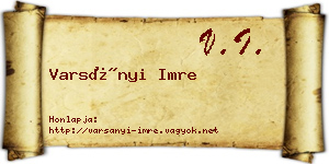 Varsányi Imre névjegykártya